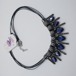 Magnificent Navy Blue Rhinestone Necklace